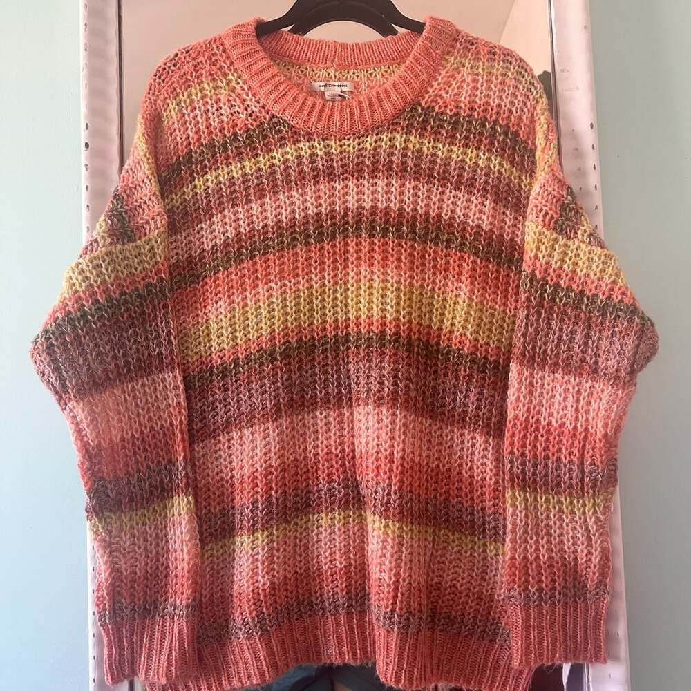 American Eagle Striped Chunky Knit Sweater Size S Multicolor